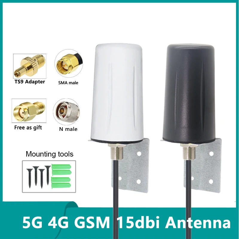 

TS9 5G 4G 3G GSM Aerial IP67 Waterproof Indoor Outdoor External LTE WiFi Omni 15dbi Antenna For Signal Booste With 3m Cable