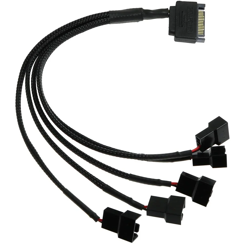 

15-Pin SATA to 5 Fan Adapter Cable SATA to 3 Pin/4 Pin PMW PC Case Fan Power Adapter Cable,Cooling Fan Y Splitter Cable
