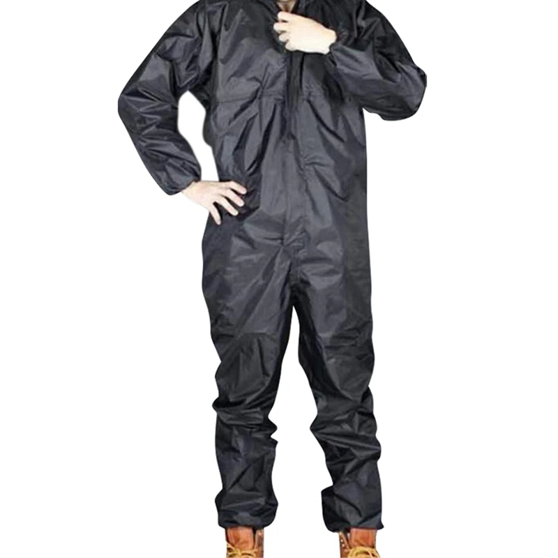 ABHU 2PCS Motorcycle Raincoat /Conjoined Raincoat/Overalls Men And Women Fission Rain Suit Rain Coat XL, Black & Armygreen images - 6