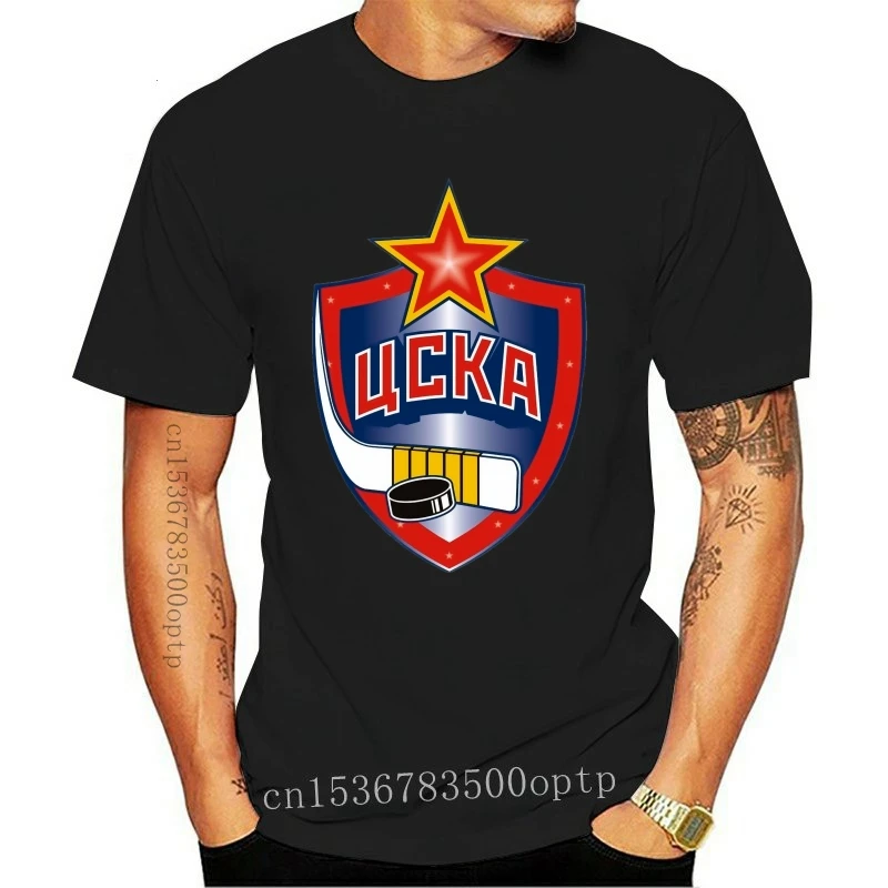 

New CSKA MOSCOW T-SHIRT S - XXXL HOCKEY CLUB SHIRT KHL RUSSIA Cotton Large Size Tops Tee Shirt