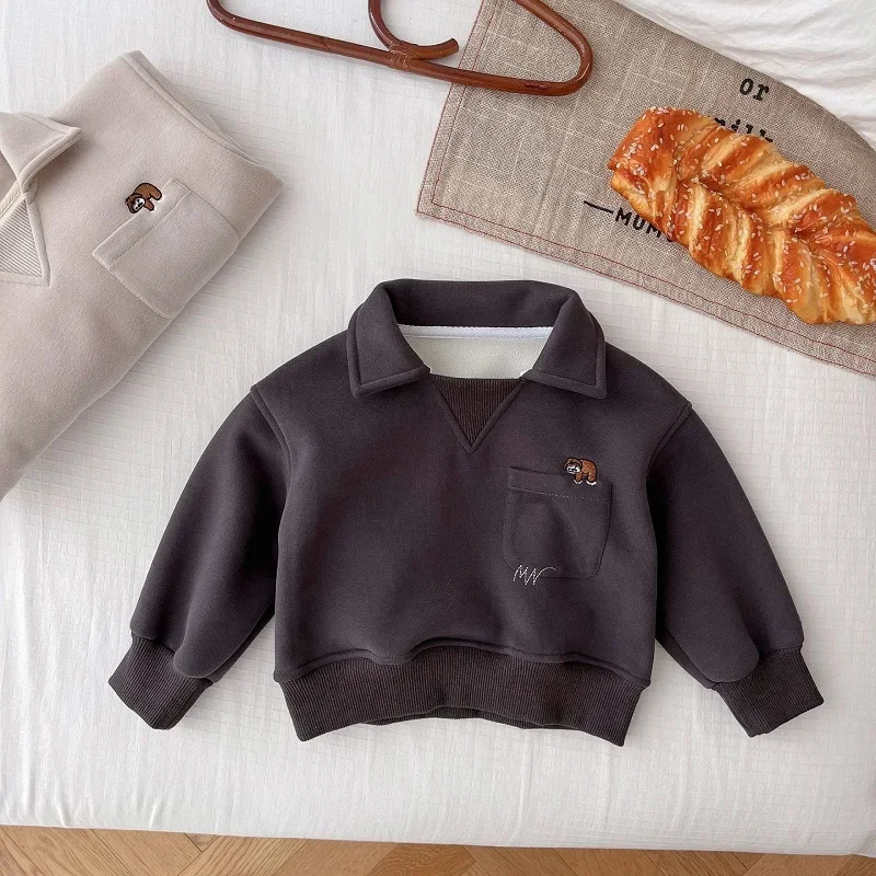 Свитшот с длинным рукавом и отложным воротником для мальчиков 0-5 лет