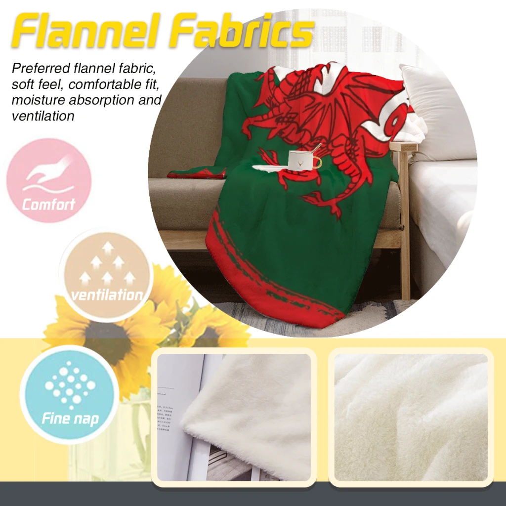 Y Ddraig Goch The Red Dragon Гранж Веллийский флаг фланелевое многофункциональное теплое