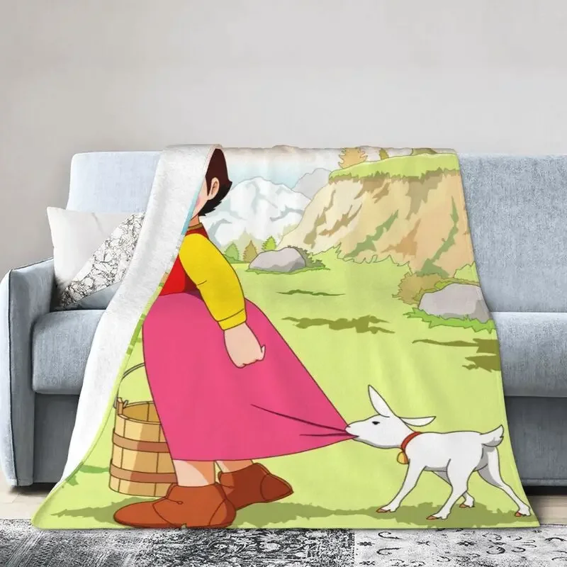 

Флисовое покрывало для дивана с забавным рисунком Хиди и козы, фланелевое одеяло в стиле аниме Альп-горы, покрывала для спальни, офиса, дивана