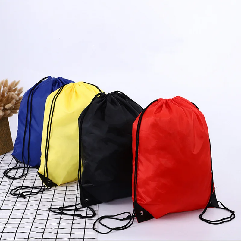 

Portable Sports Bag Gym Drawstring Shoes Bag Thicken Drawstring Belt Nylon Color Riding Backpack Clothes Backpacks Waterproof