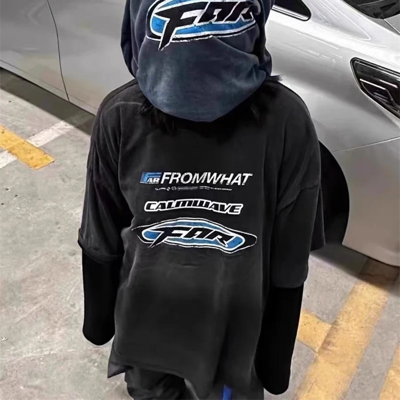 

Свободная винтажная Мужская и женская футболка с коротким рукавом