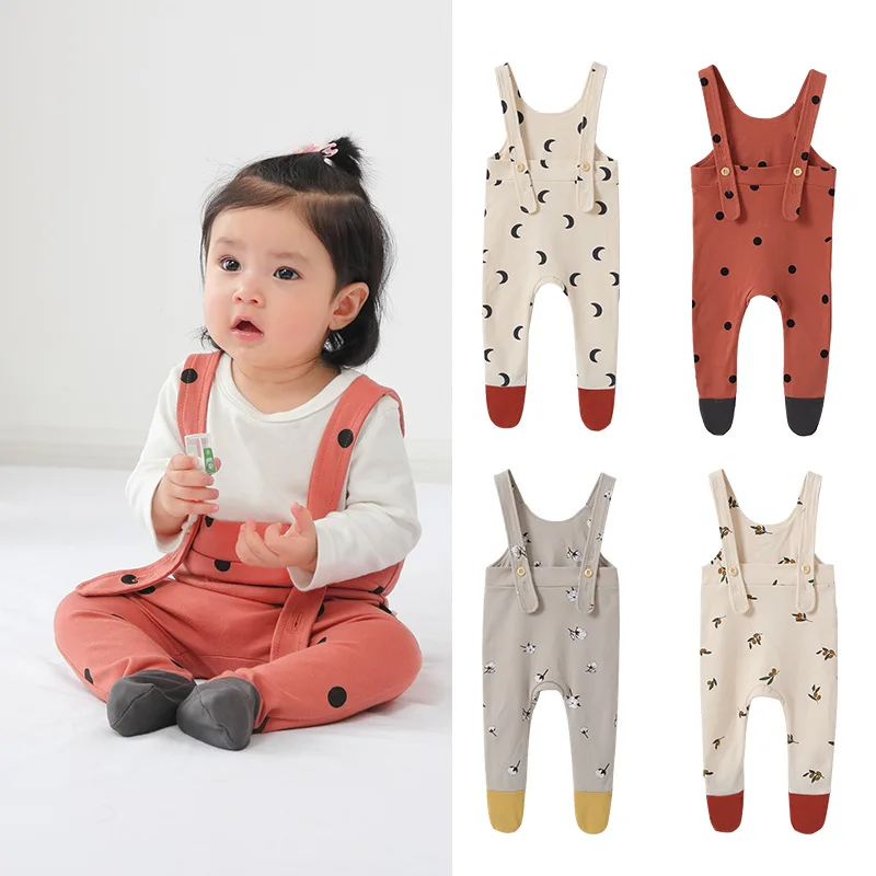 

Clibeso Baby Overalls Infant Girls Prints Floral Footie Jumpsuit Toddler Indoor Home Wear Pants Leggings Girls Cotton Pants