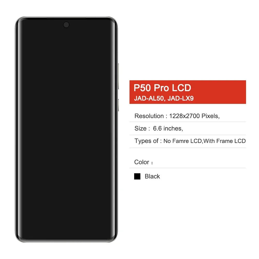 Для HUAWEI P50 Pro 6 ''для P50Pro JAD-AL50 JAD-LX9 JAD-AL00 ЖК-дисплей сенсорный экран дигитайзер в