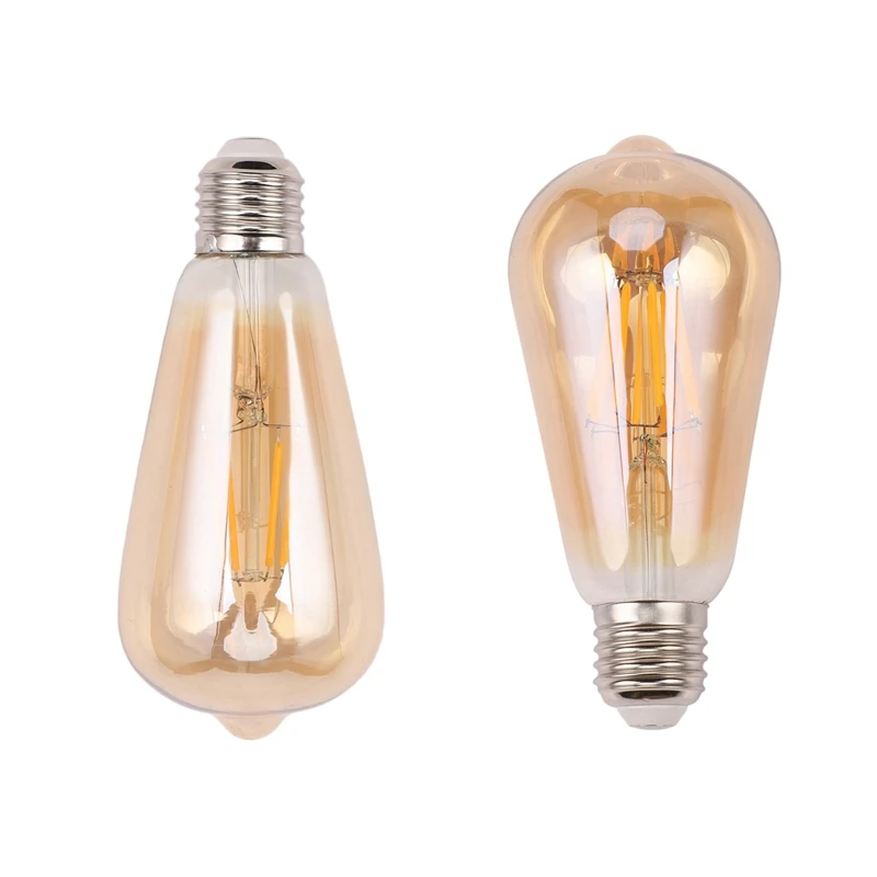 

2 Pcs Dimmable E27 Edison Retro Vintage Filament ST64 COB LED Bulb Light Lamp Voltage 220V, 4W & 8W