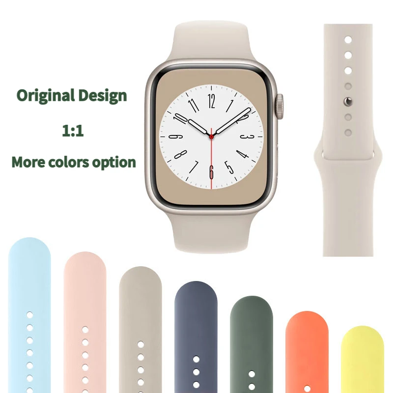 

Ремешок силиконовый для Apple Watch Band 44 мм 45 мм 42 мм 41 мм 40 мм 38 мм 49 мм, спортивный браслет correa для iWatch series 8 7 6 5 se