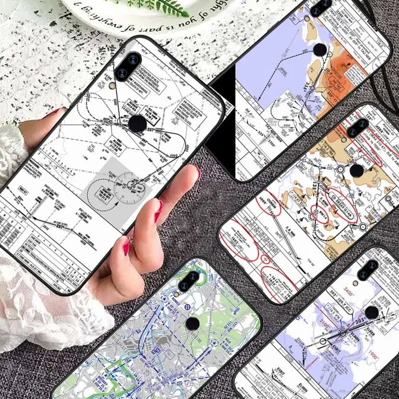 

Aviation Chart pattern Phone Case For Xiaomi Redmi note 7 8 9 11 i t s 10 A poco f3 x3 E pro lite funda shell coque cover