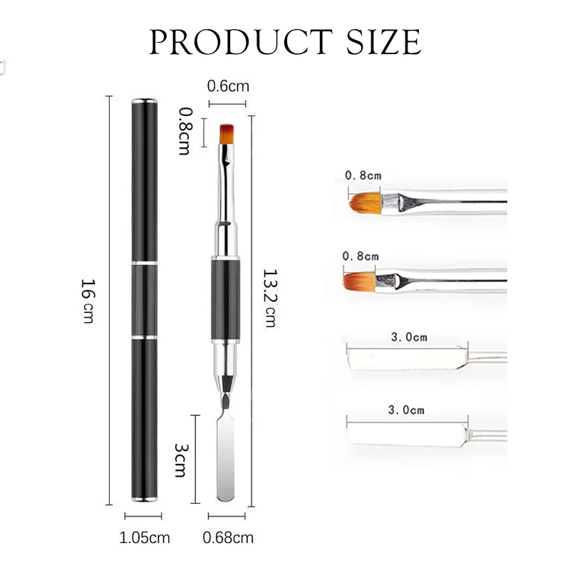 1PC Dual Ended Nail Art Pen Acrylic UV Gel Extension Builder Flower Painting Brush Remover Spatula Stick Manicure Tools - купить по