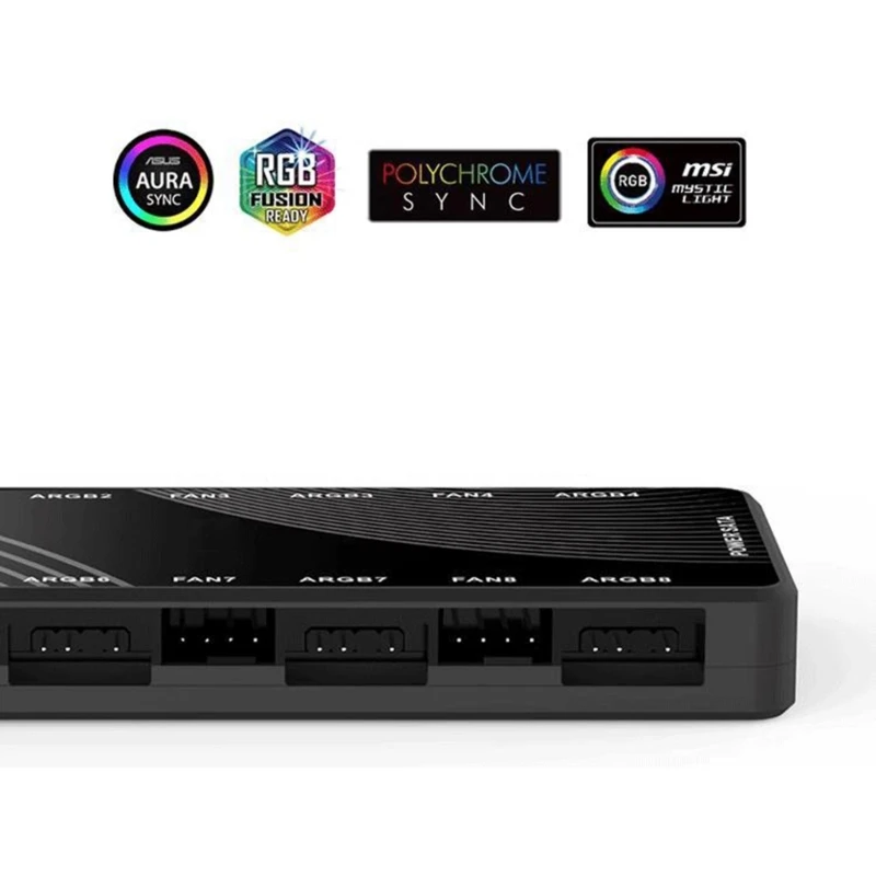 

1 to 8 PWM & ARGB Hub Splitter 4Pin PWM 3Pin Addressable ARGB Adapter Power Supply For Case Fan