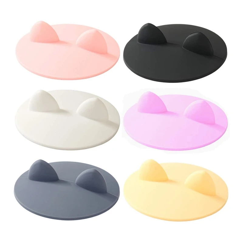 

Glass Cup Cover 6 Pcs Cat Ear Silicone Anti Dust Cup Lids Tea Mug Topper Cover For Coffee Cup Covers For Drinks