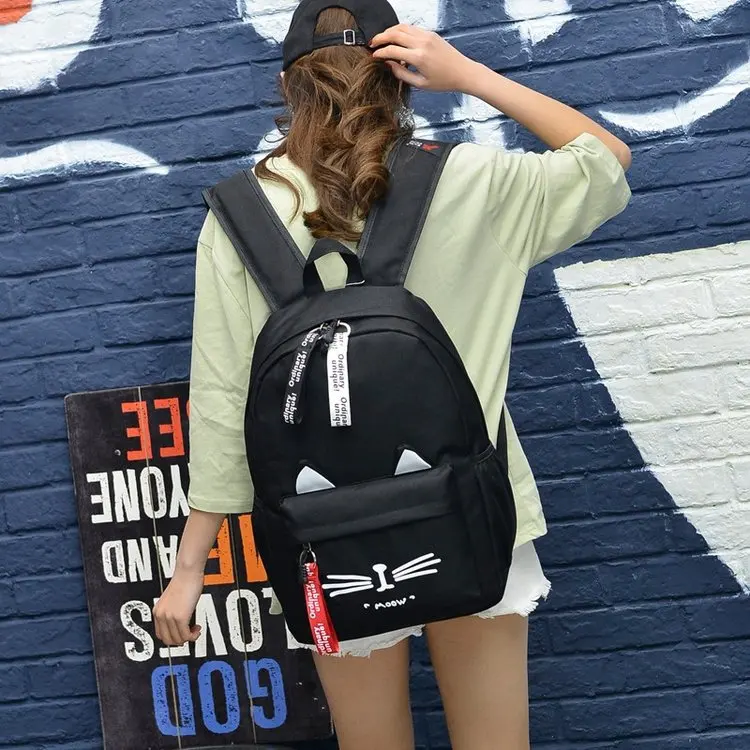 Милые рюкзаки с ушками котика для девочек-подростков из нейлона, школьная сумка для женщин-студенток, книжная сумка, Мочила Эсколар он.