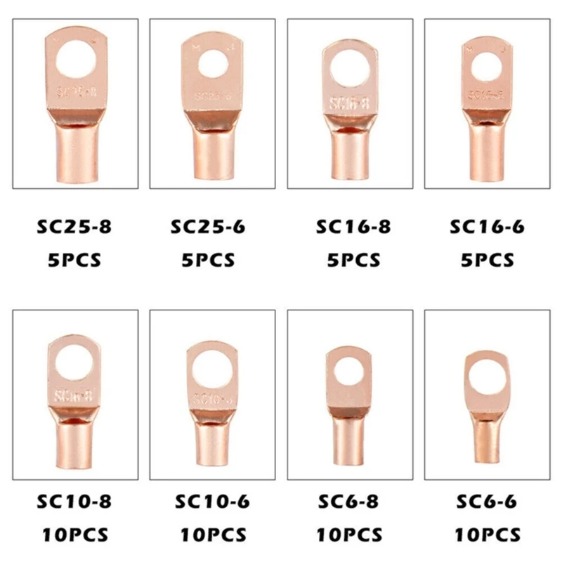 60/140 шт. комплект медных кабельных наконечников с болтовым отверстием концы