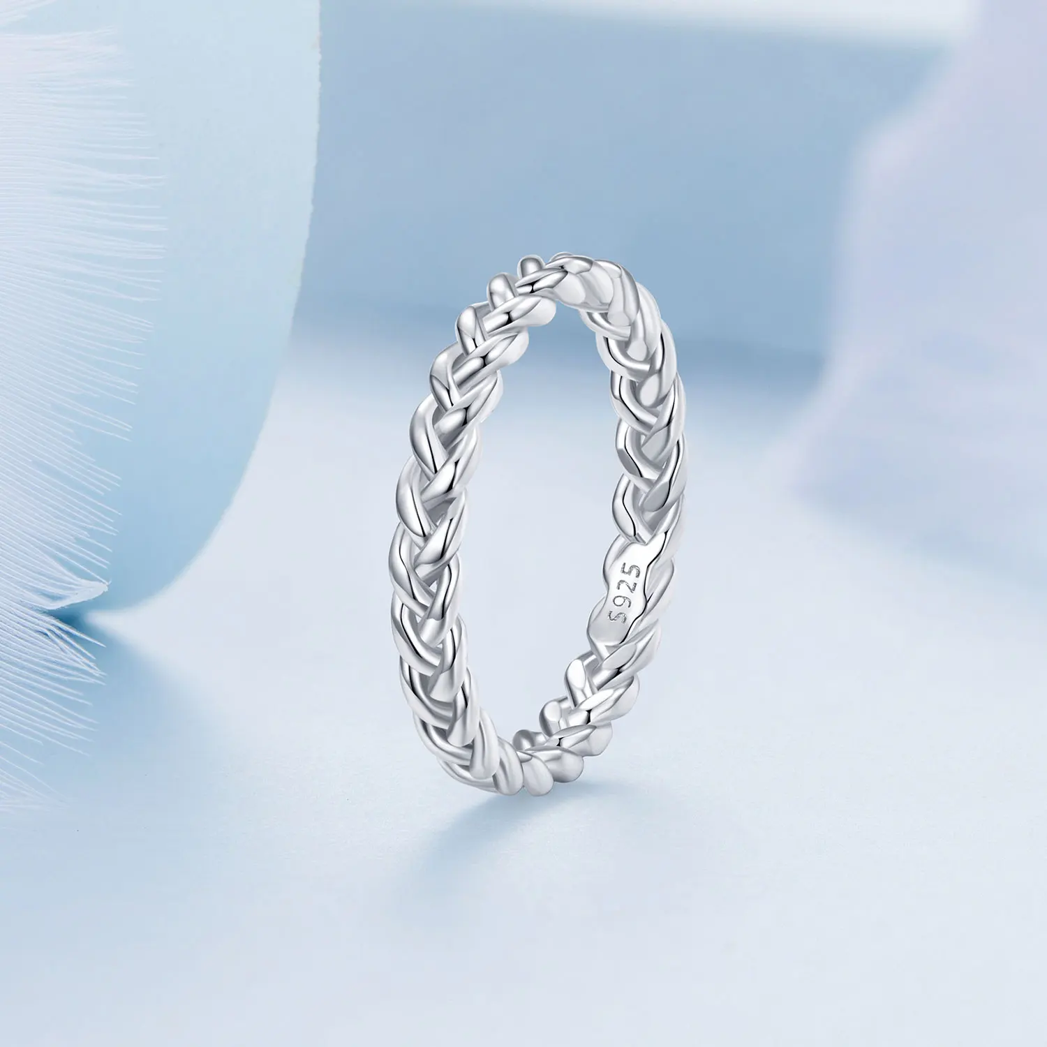 

French Romance S925 Sterling Silver Simple Braided Textured Twisted Eternal Love Ring Beautiful Women Jewelry Gifts