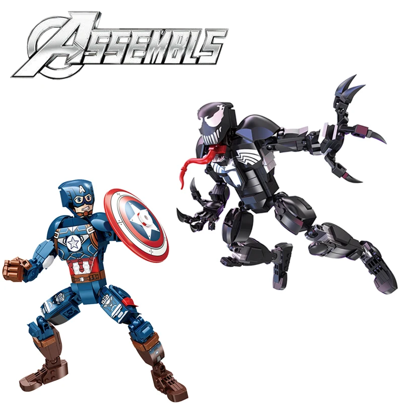 

Конструктор «Супергерои Марвел», Веном, Человек-паук, Капитан Америка, набор строительных блоков, кирпичи, Классические фильмы, фигурки, модели, детские игрушки, подарок для мальчиков