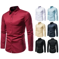 spring autumn cotton blended fashion european size mens shirts solid color casual buttons slim fit mens long sleeve shirts