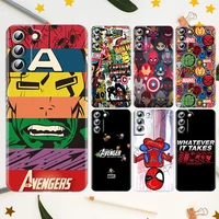 marvel avengers cute logo for samsung galaxy s22 s21 s20 fe ultra pro lite s10 s10e s9 s8 plus s7 edge transparent phone case