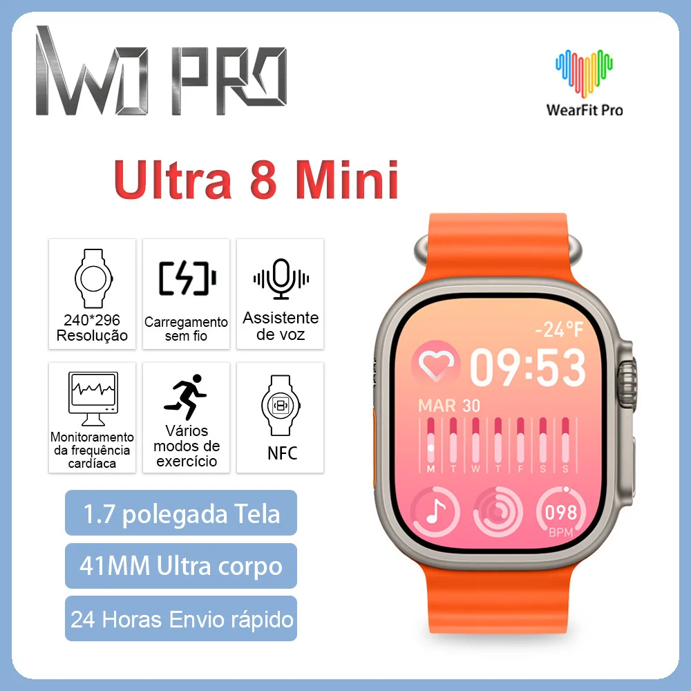 

IWO Pro Ultra 8 Mini Smartwatch 1.7Inch 41mm Smart Watch NFC Series 8 Bluetooth Call Heart Rate Monitor Wireless Charge Original