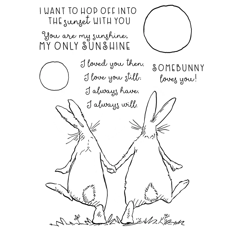 Новинка 2024 закат кролики любовь чувства слова солнце прозрачный штамп и