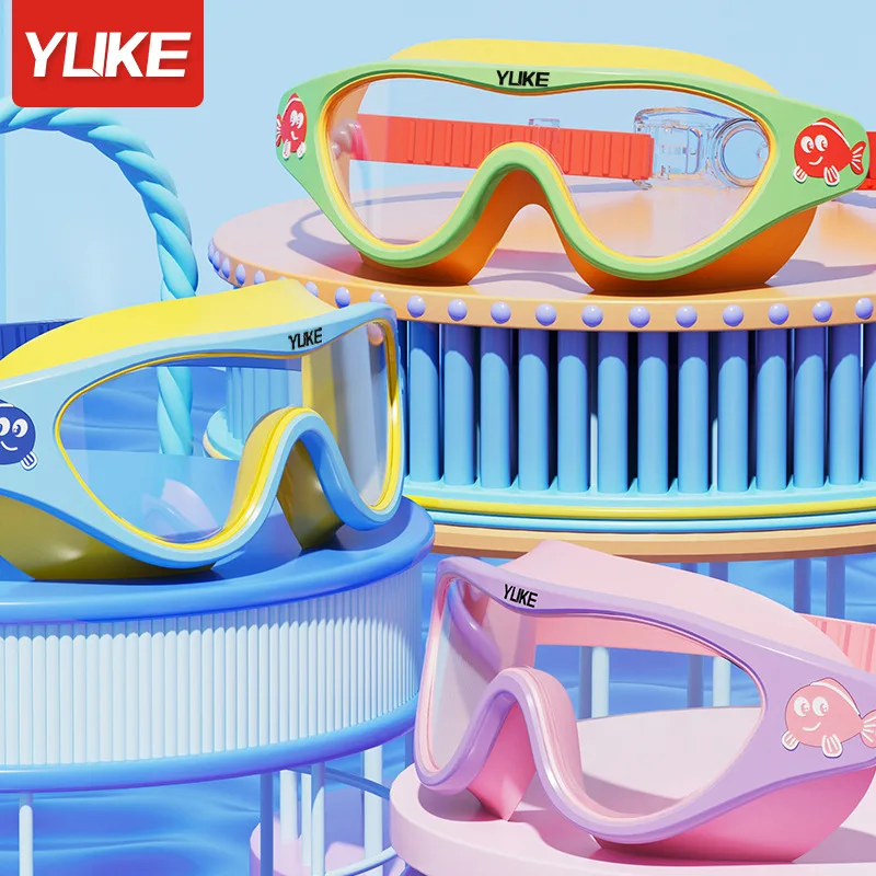 Kid's Swimming Goggles Waterproof and Anti Fog HD Diving Goggles Boys Girls Transparent Large Frame Professional Swim Equipment