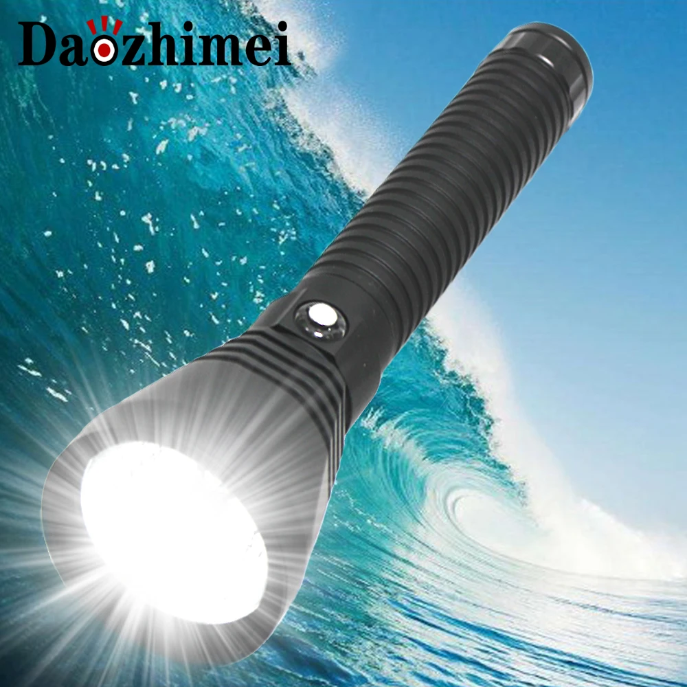 

8000 Lumens New LED Diving Flashlight XHP70 White Light Underwater 100M Waterproof Scuba Torch 26650 Battery Charger