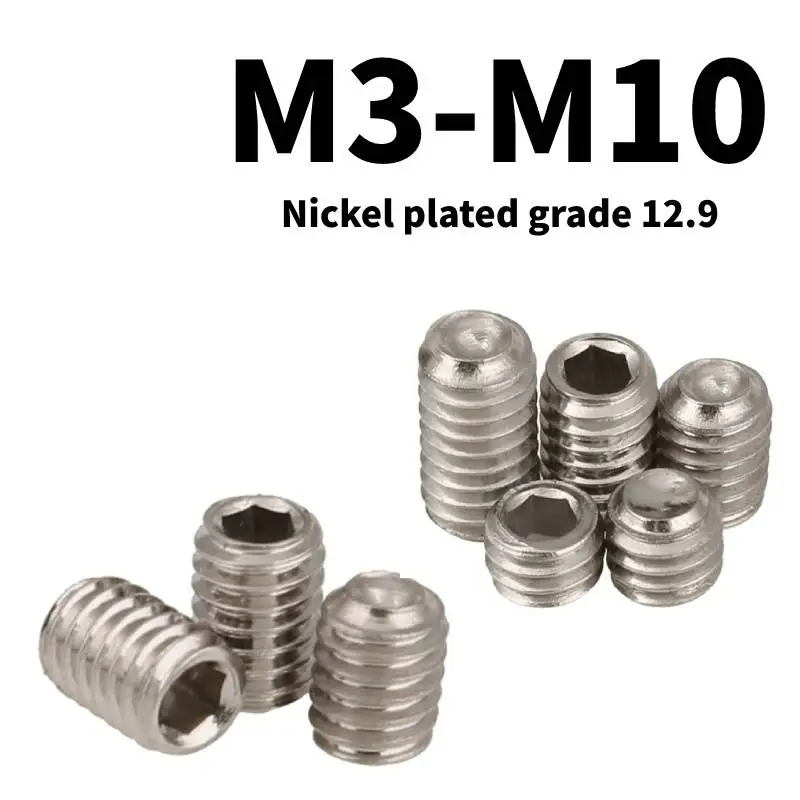 

20/10/5/1 шт. M3-M10 никелированный класс 12,9 сплав вогнутые концевые крепежные внутренние шестигранные гнездовые винты DIN916