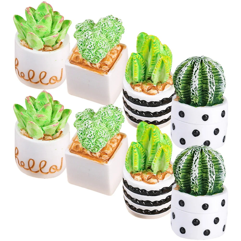 

8pcs Resin Tiny Pots Figurines Miniature Plants Pots Miniature Potted Plants