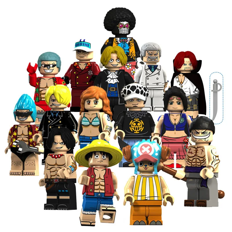 

One Piece Series Cartoon Anime Luffy Ace Shanks Franky Karp Figures Elementary and Middle School Students Building Blocks Toys