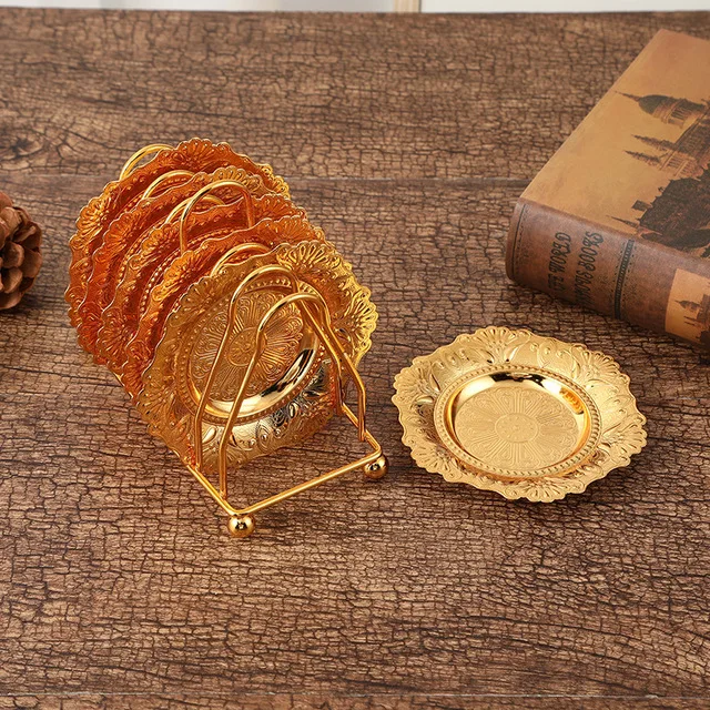 6 шт. классический золотистый коктейльный металлический подставка