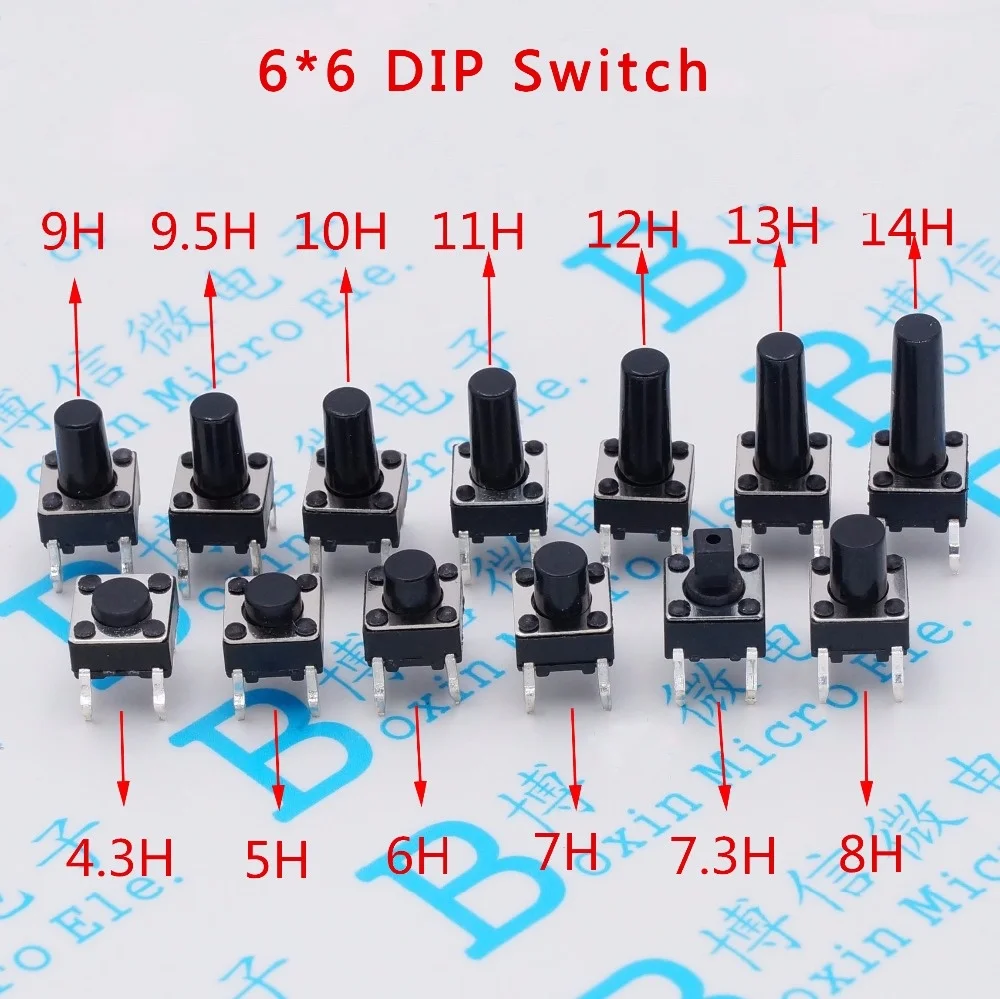 

6x6mm Panel PCB Momentary Tactile Tact Mini Push Button Switch DIP 4pin 6x6x4.3/5/6/7.3-25 MM 6*6*4.3MM 5MM 6MM 7MM 8MM - 25MM