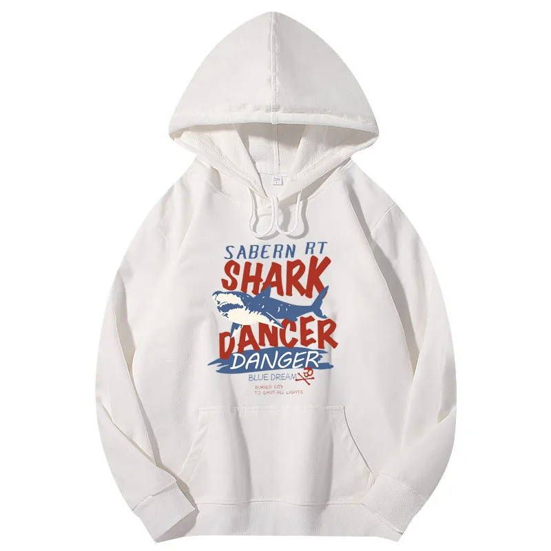 

Spring New Women Clothes Fashion Hoodies Trend Shark Print Sweatshirt Pure Cotton Pullover Long Sleeve Tops