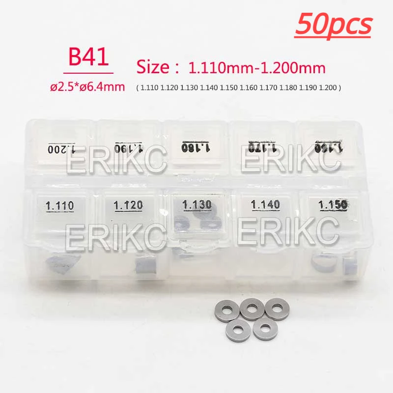 

50 шт. прокладки, прокладки B41, размеры 1,110-1,200 мм, набор регулировочных прокладок для форсунок, шайба регулировки клапана для распылителя Bosch