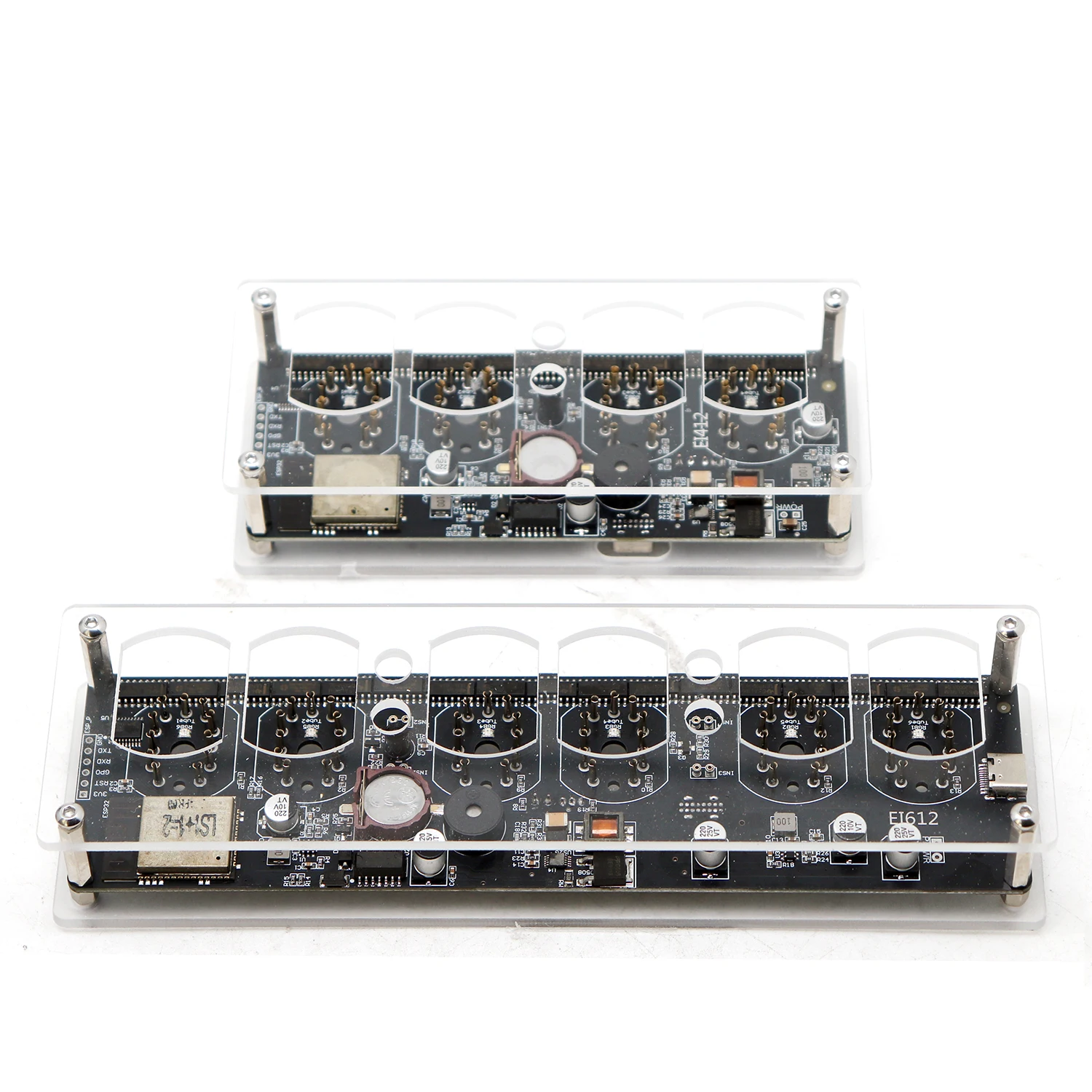 Фото Часы Nixie IN12 (4/6-битные) с трубками IN-12, Wi-Fi, будильником, отображением времени (12/24 часа), температуры, дистанционным управлением, питанием Type-C №2