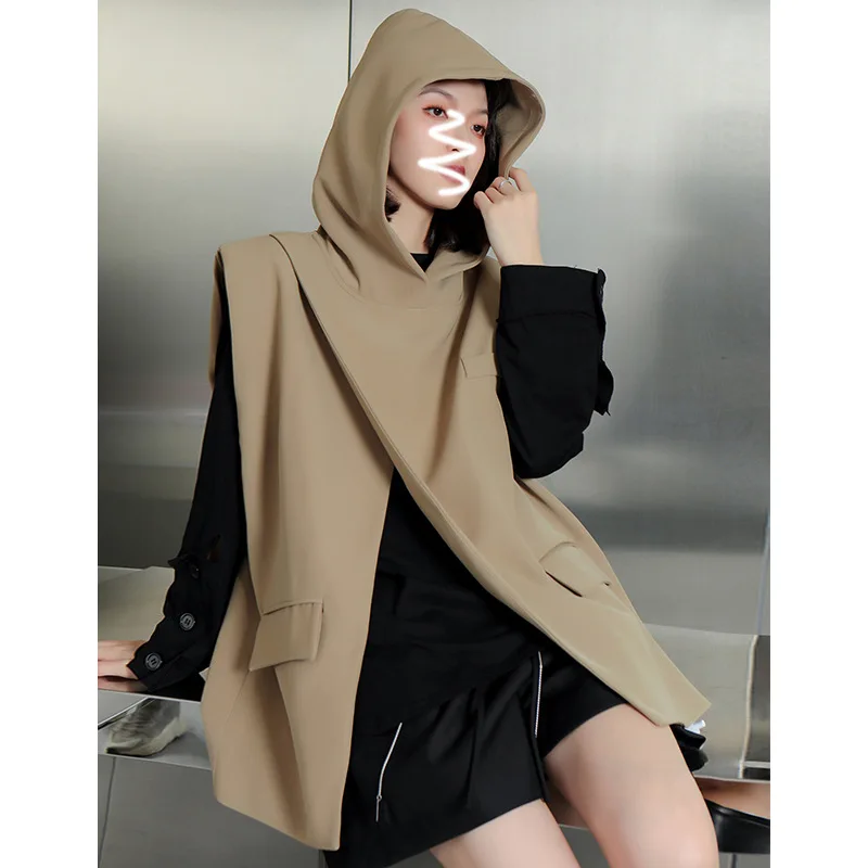 

Жилет женский с капюшоном, в стиле хип-хоп