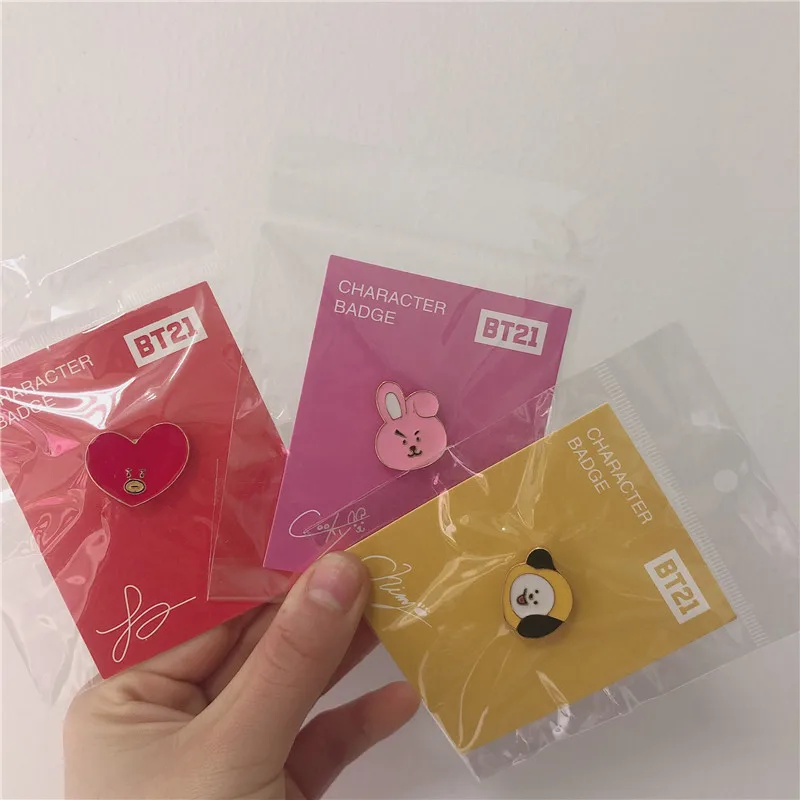

Kawaii Line Friends Bt21 Anime Hobby Tata Chimmy Cooky Brooch Acrylic Badge Clothing Bag Accessories Men and Women Couples