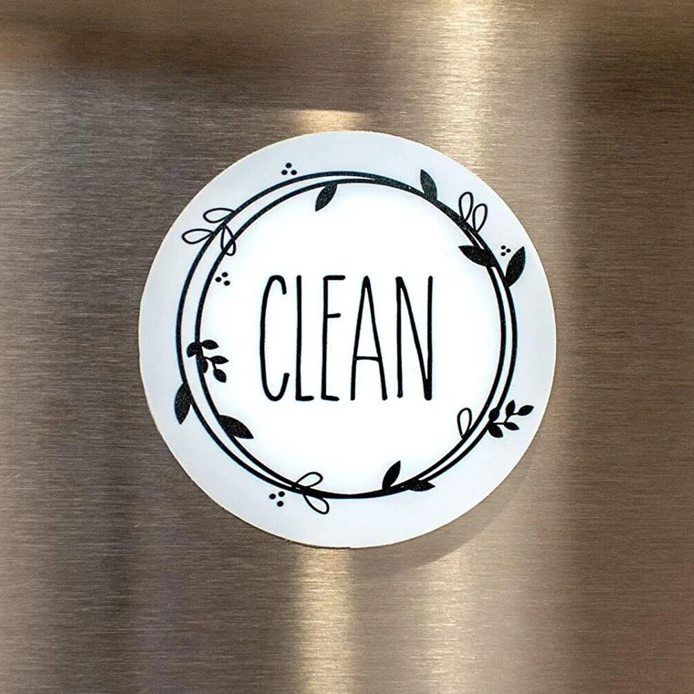 Refrigerator Magnets Round Magnetic Fridge Sticker Clean Dirty Instruction Dishwasher Sticker Dishwasher Stylish Dual Use Mom