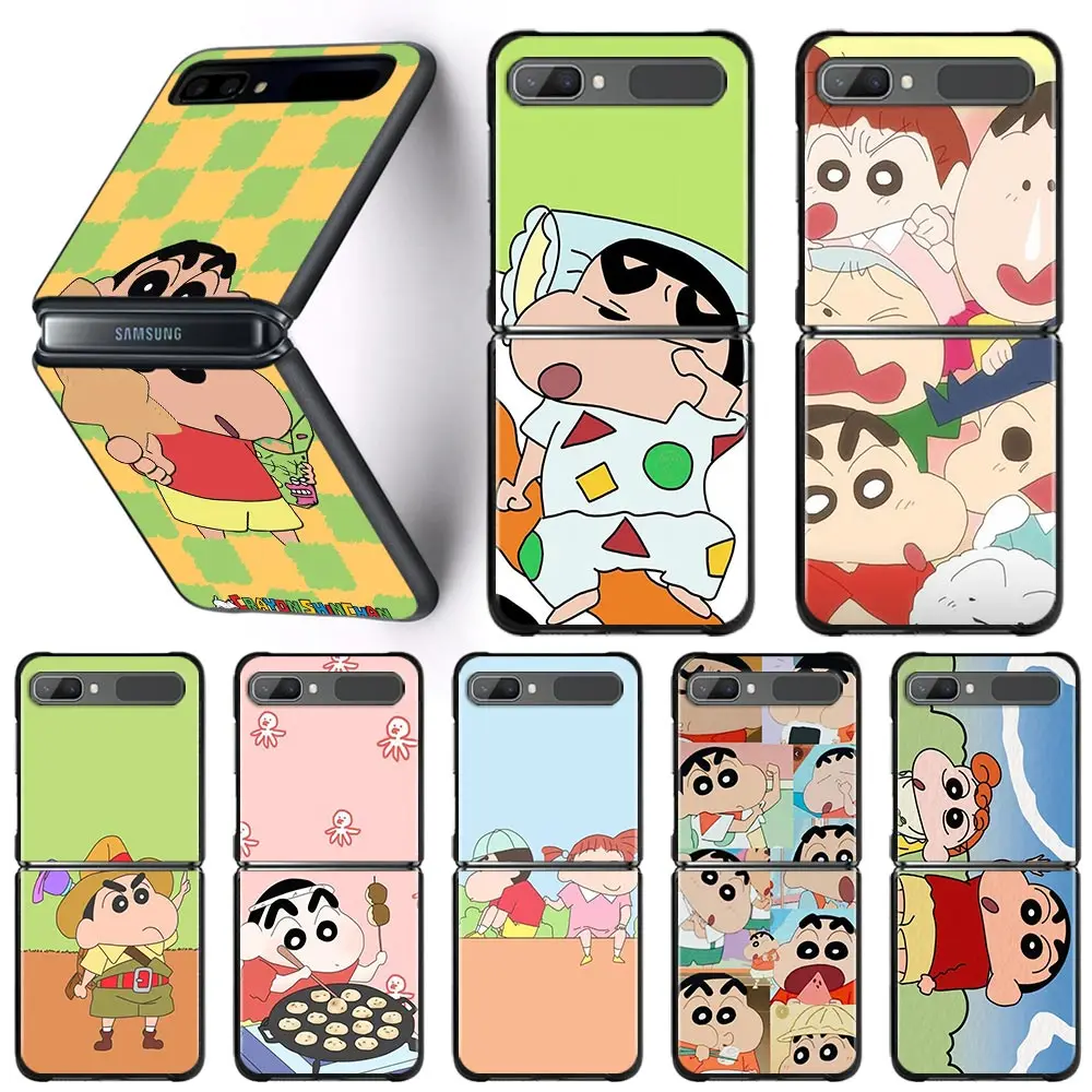 

Crayon Shinchan Cute Phone Case For Samsung Galaxy Z Flip 3 Zflip3 5G Hard PC Cover Folding Coque ZF3 zflip3 Black Fitted Funda