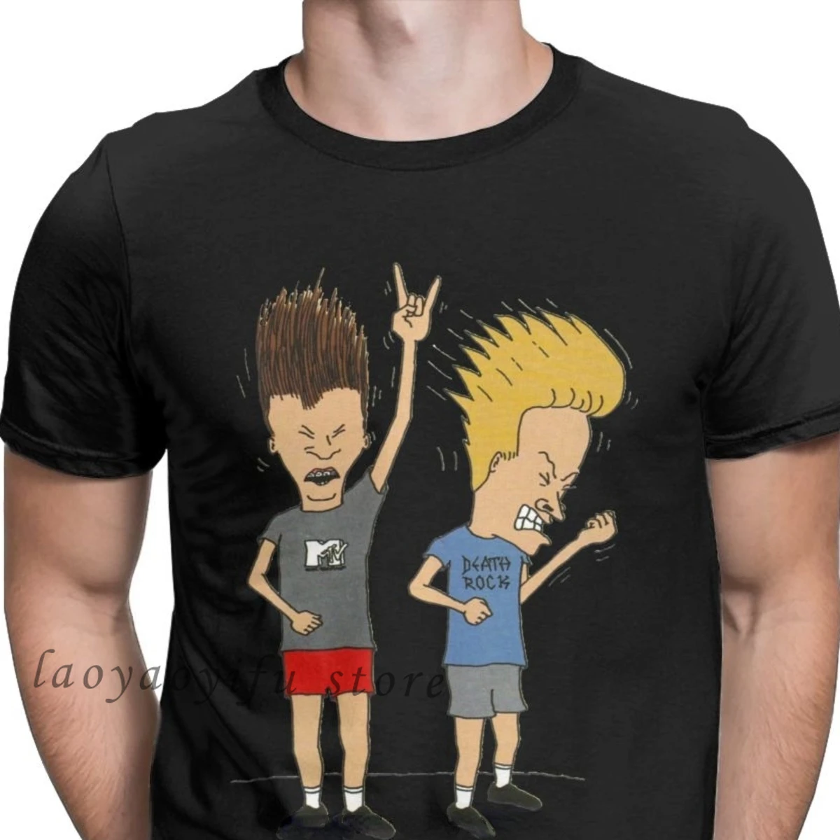 

Мужская футболка Beavis с надписью "Butthead", мужская удлиненная футболка, комикс, топы в стиле панк, мужская летняя футболка большого размера, хип...