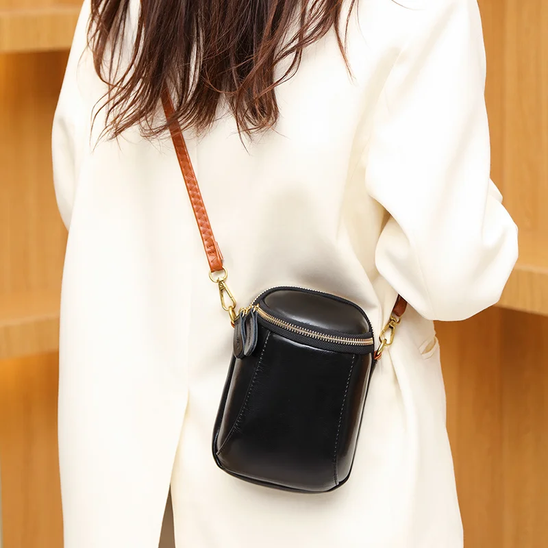 

Многофункциональная маленькая сумка на плечо из 100% воловьей кожи для женщин, сумка через плечо, кошелек для наличных, сумка для сотового тел...