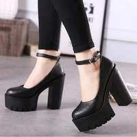 2022 spring autumn casual high heeled shoes women pumps sexy thick heels platform pumps black white size 42 heels for women