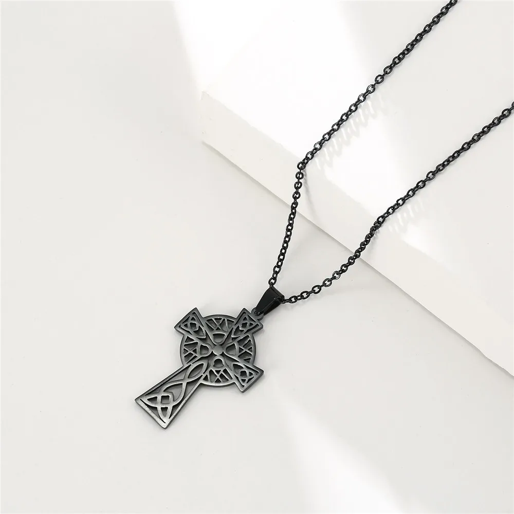 Skyrim Ожерелье с подвеской в виде креста Viking Irish Celtics Knot для женщин из нержавеющей