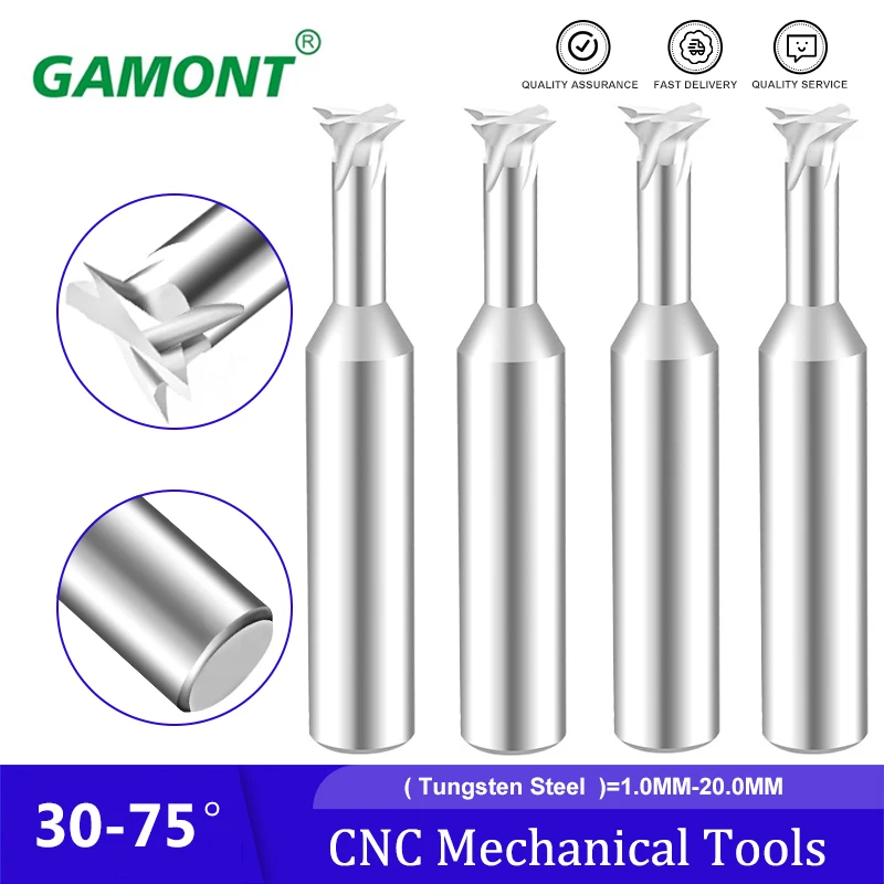 

GAMONT 30°45° 60°75° Tungsten Steel Dovetail Grooving Milling Cutter CNC Mechanical Workshop Carbide Alloy Lathe Tools White