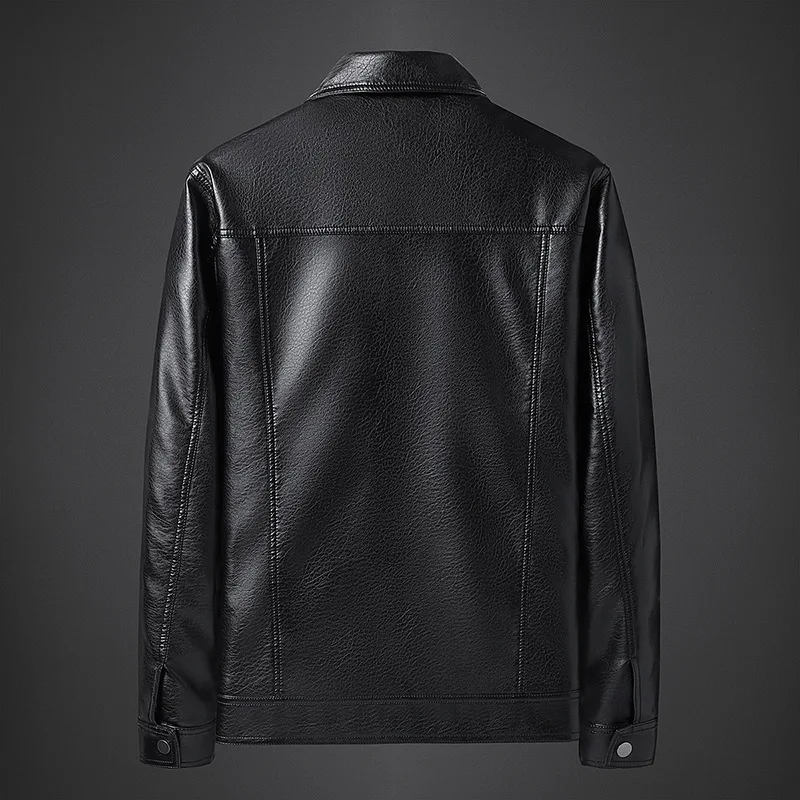 Осень 2023 новинка мужская кожаная куртка с лацканами Молодежная Красивая