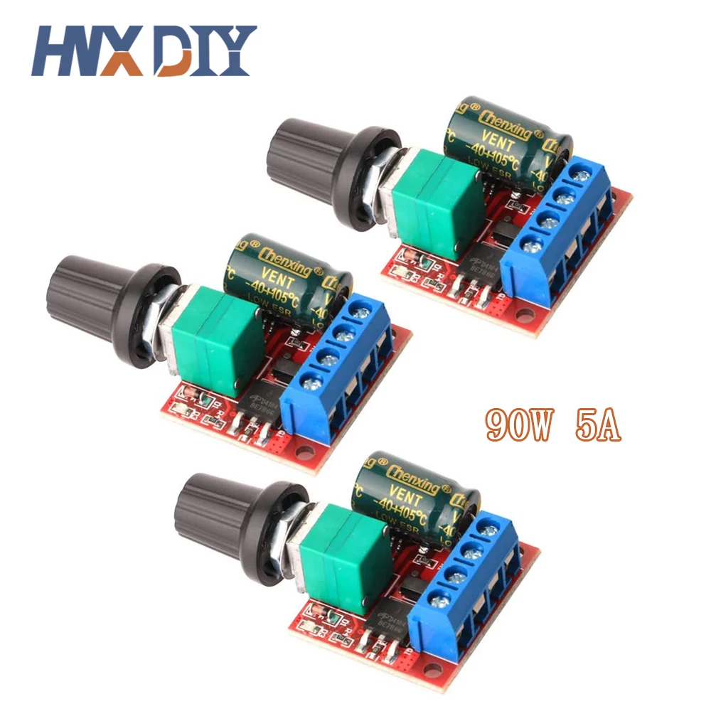 

5pcs Mini 5A 90W PWM 12V DC Motor Speed Controller Module DC-DC 4.5V-35V Adjustable Speed Regulator Control Governor Switch 24V