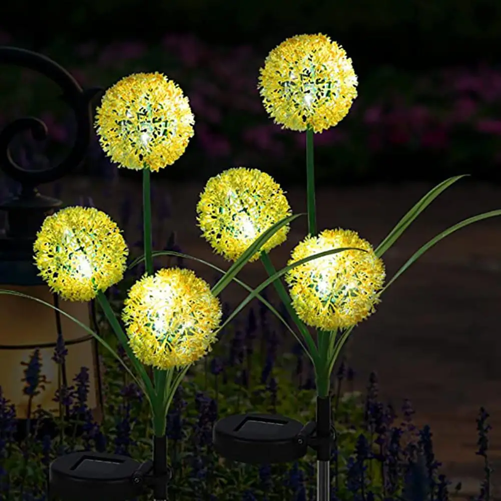 2pcs Solar Dandelion Garden Light Solar Lights 3-head Simulation Dandelion Lamp For Outdoor Garden Lawn Balcony Patio Yard