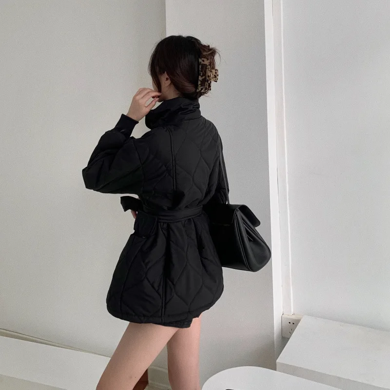 White Parkas Winter Thickened Stand Collar Long-sleeved Women Loose Jackets Solid Color Warm Cotton Padded Clothes Zipper Coats