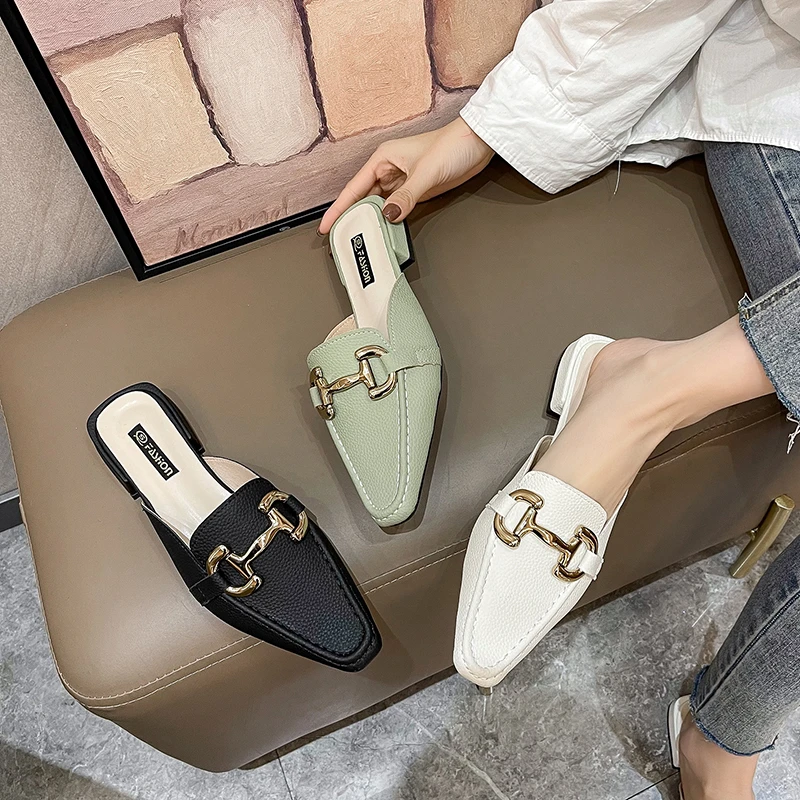 

Женские туфли без задника, на квадратном каблуке, с закрытым носком