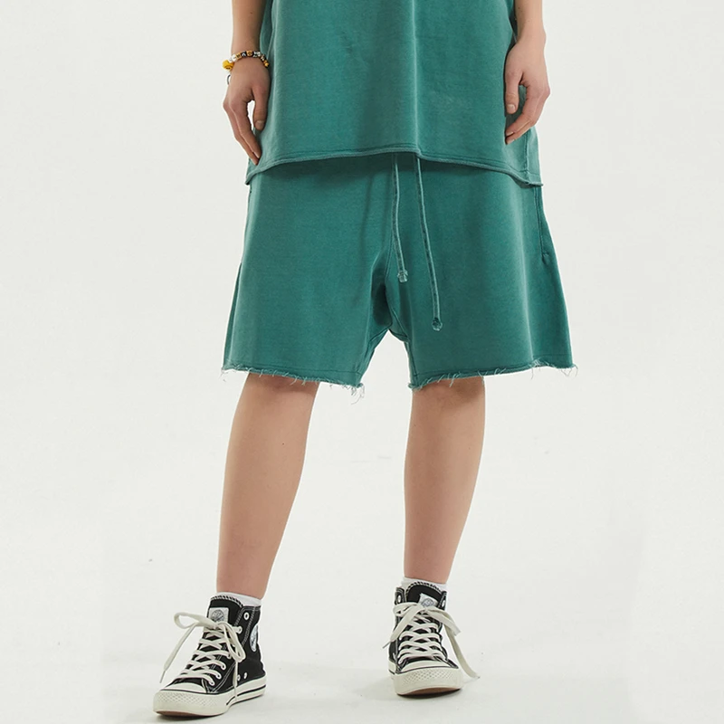 

Washed Cotton Terry Sweat Shorts Summer Elastic Waist Jogger Short